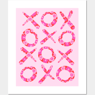 HUGS AND KISSES XOXO Romantic Love Valentines Day Lovecore Floral Pink Red - UnBlink Studio by Jackie Tahara Posters and Art